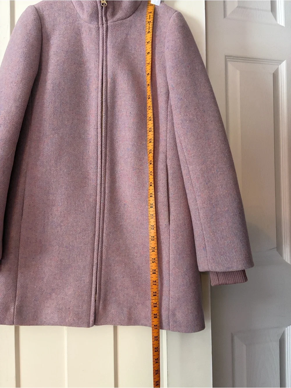 J. Crew Lodge Coat Dusty Mauve Wool Zip-Front Pea Coat - Picture 9 of 13